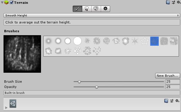 Terrain Inspector 中的 Smooth Height 工具