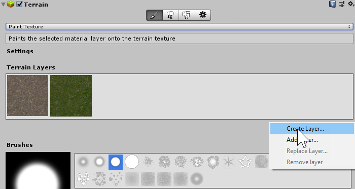 在 Terrain Inspector 中创建图层 (Create Layer)